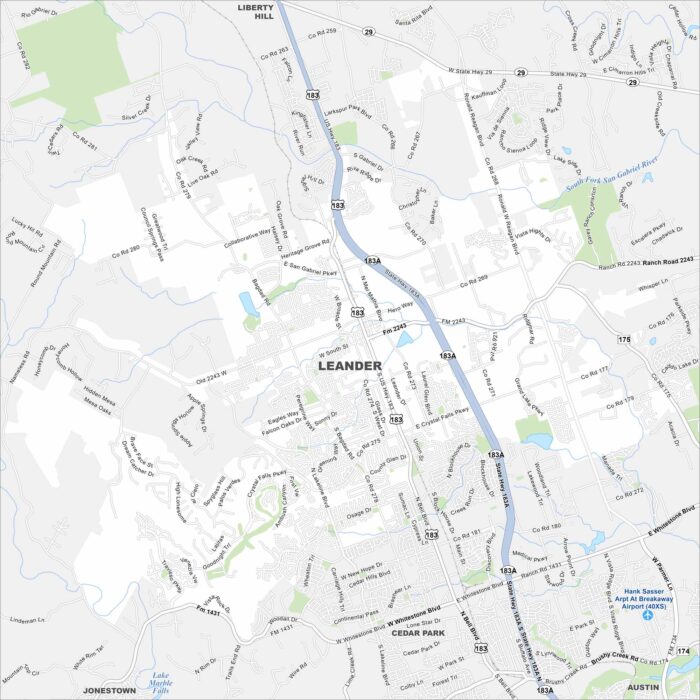 Leander Map Texas