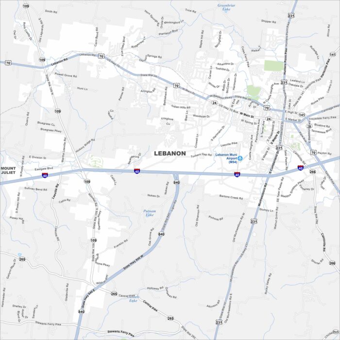 Lebanon Map Tennessee