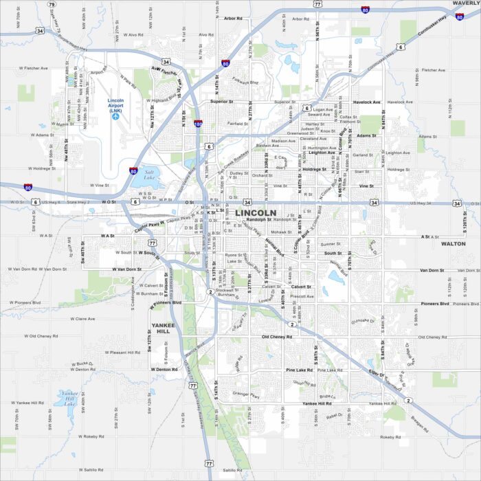 Lincoln Map Nebraska