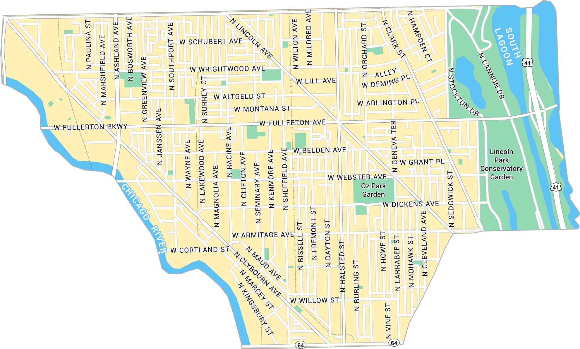 Lincoln Park Map Chicago