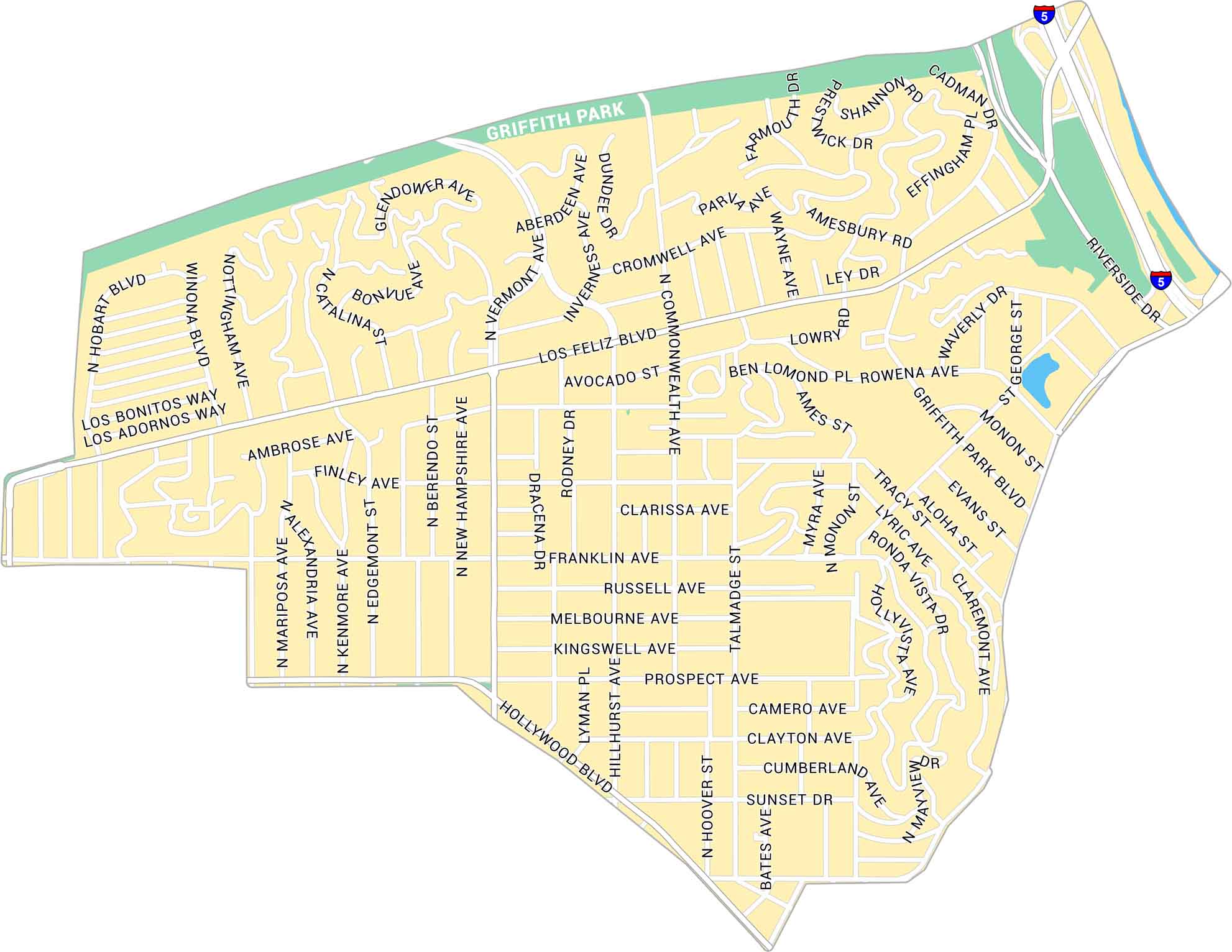 Los Feliz Map Los Angeles