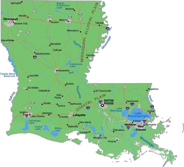 Louisiana Physical Map