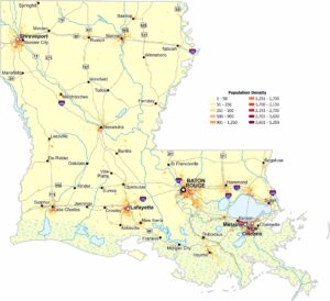Louisiana Population Density Map