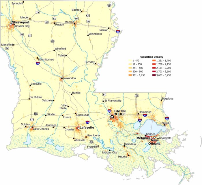 Louisiana Population Density Map