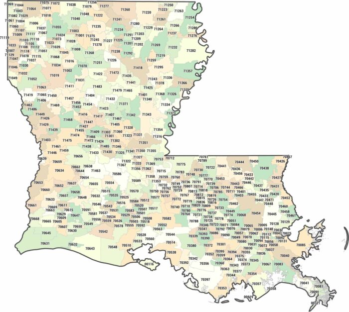 Louisiana Zip Code Map
