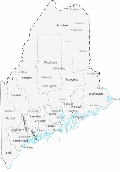 Maine Counties Cities Map