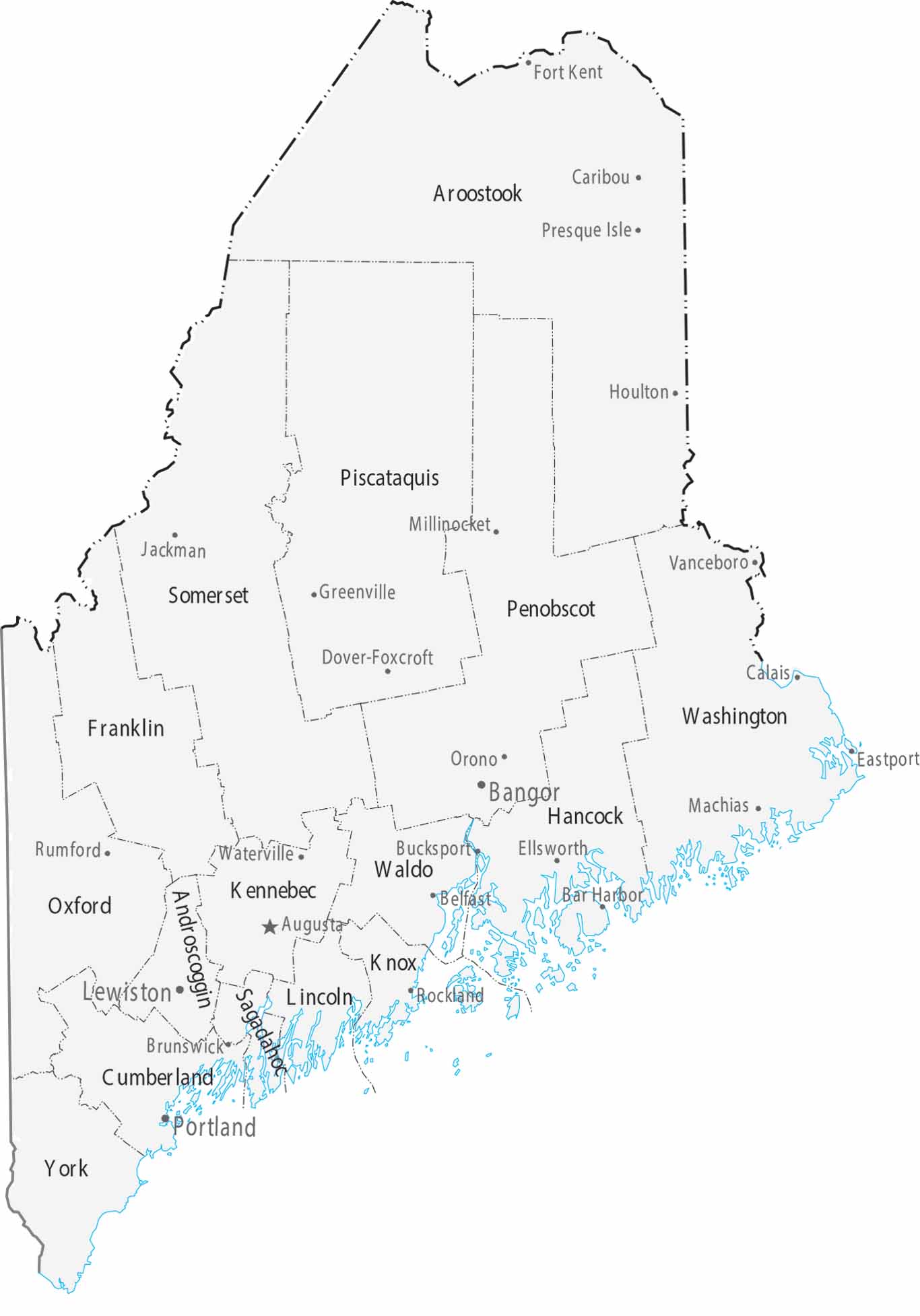 Maine Counties Cities Map