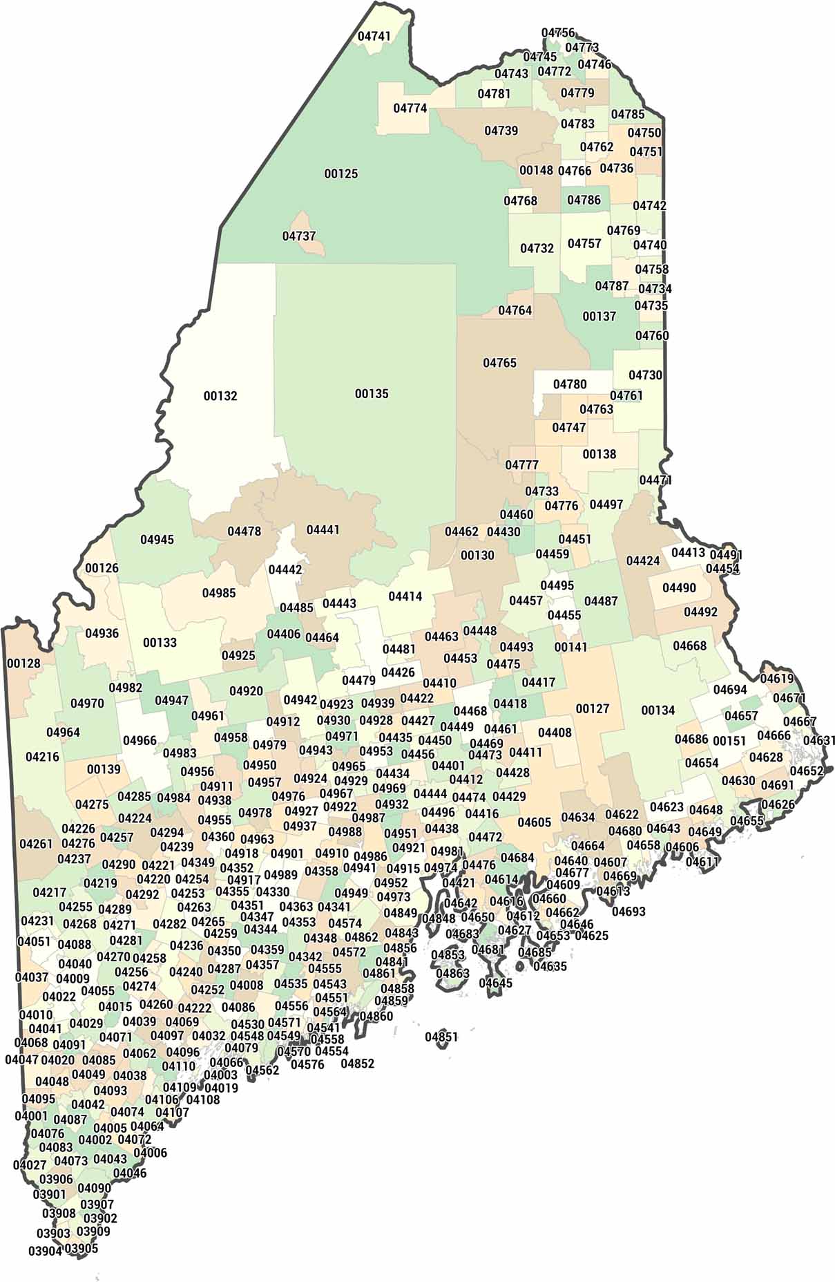 Maine Zip Code Map