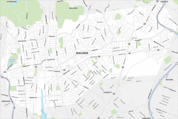 Malden Map Massachusetts