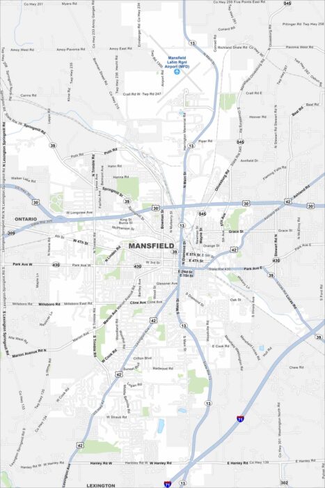 Mansfield Map Ohio