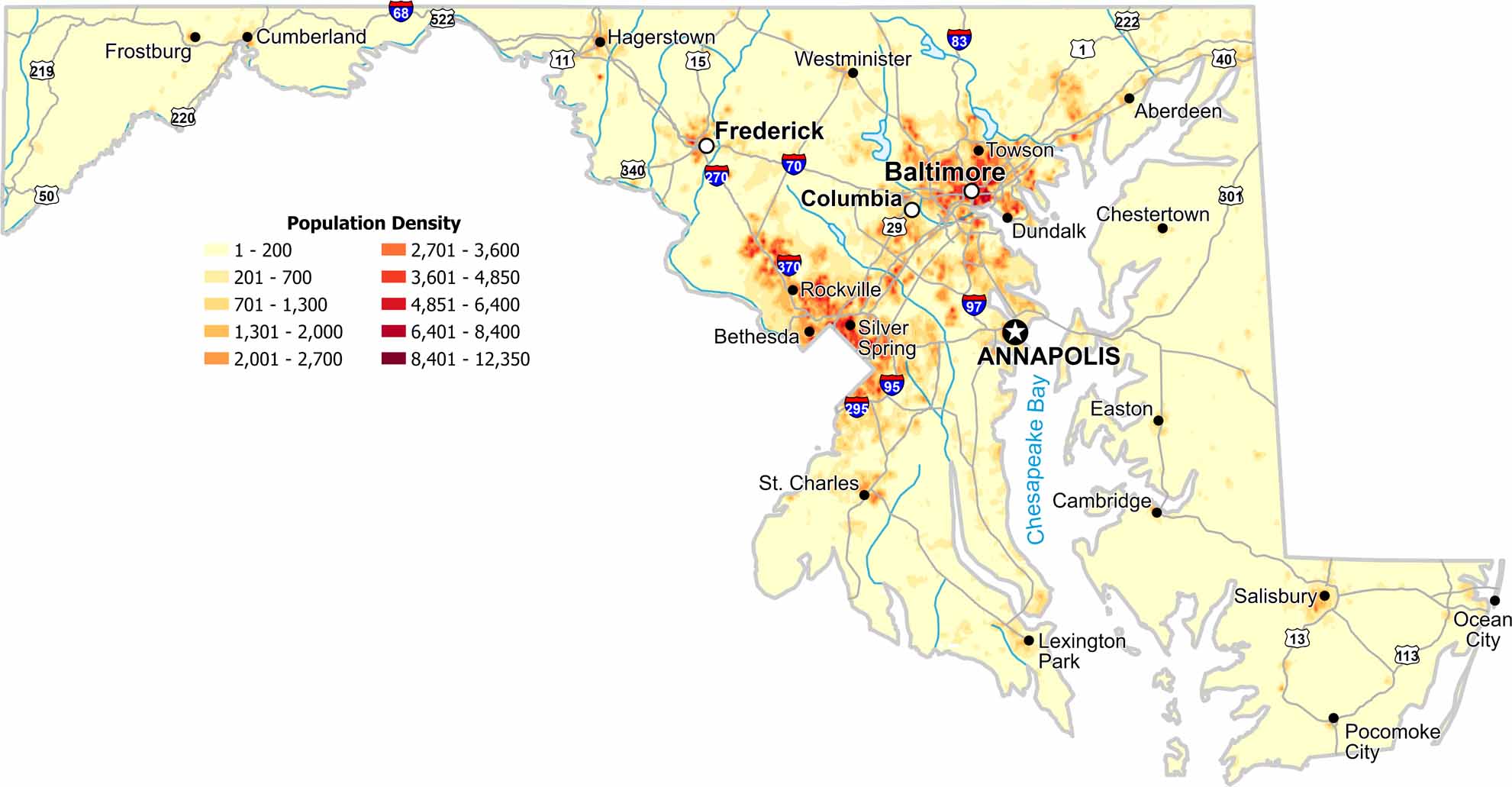 Maryland Population Density Map