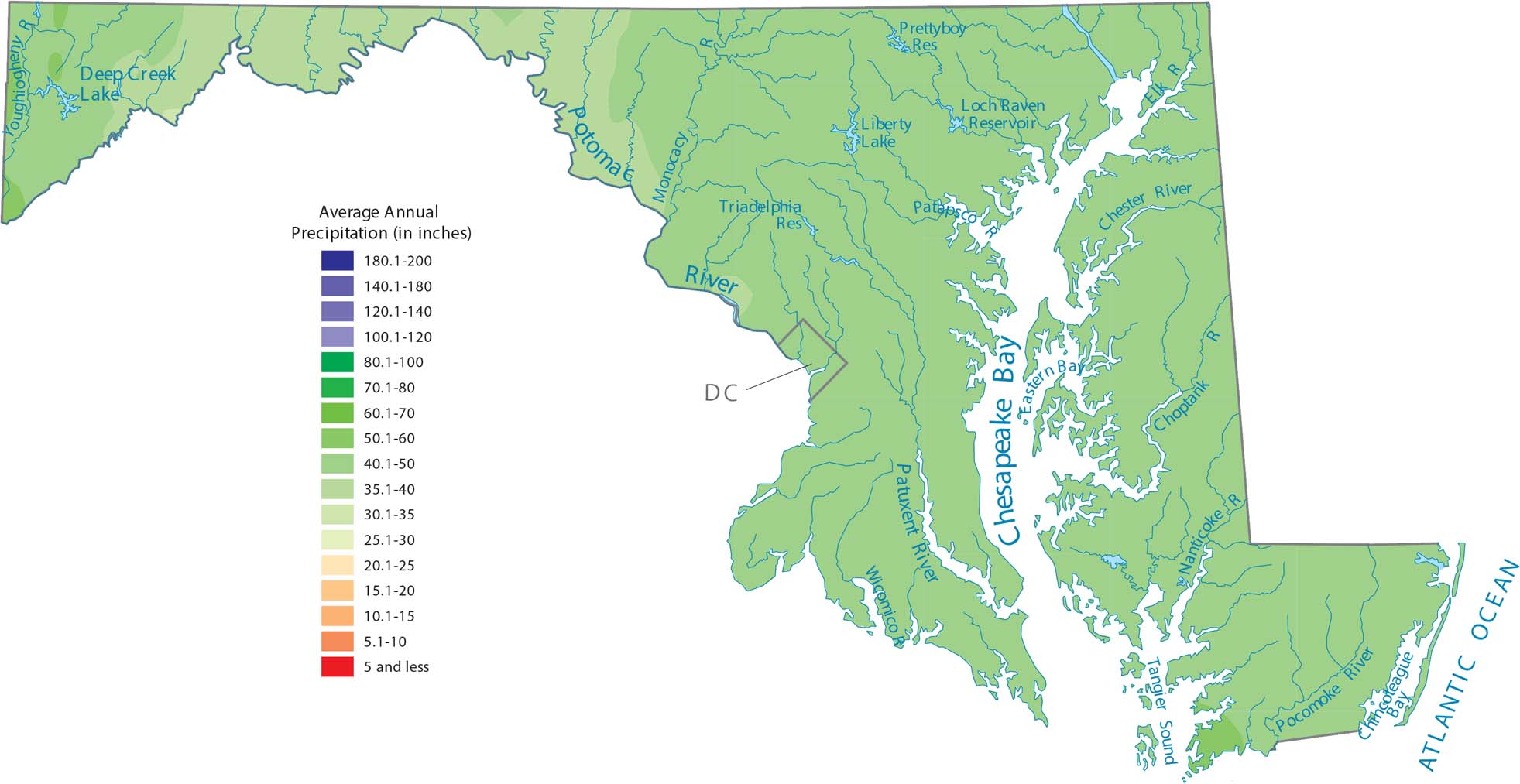 Maryland Precipitation Map