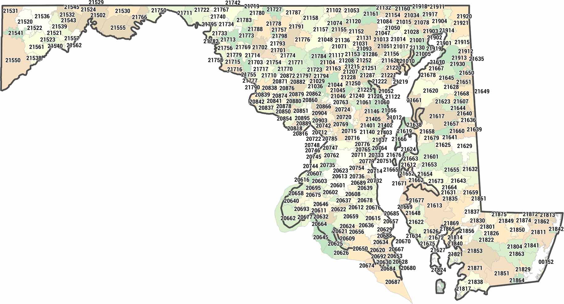 Maryland Zip Code Map