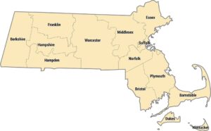 Massachusetts County Map