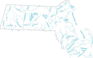 Massachusetts Lakes and Rivers Map