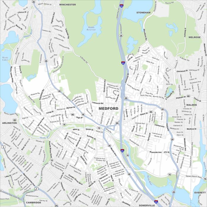 Medford Map Massachusetts