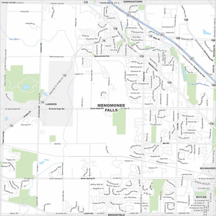 Menomonee Falls Map Wisconsin