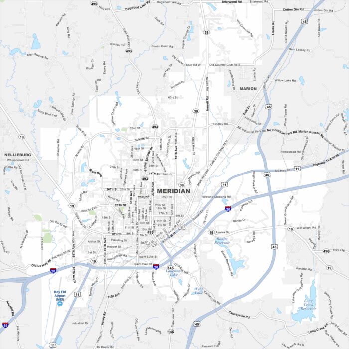 Meridian Map Mississippi