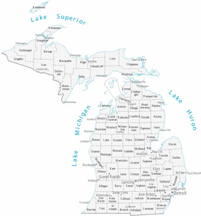 Michigan Counties Cities Map