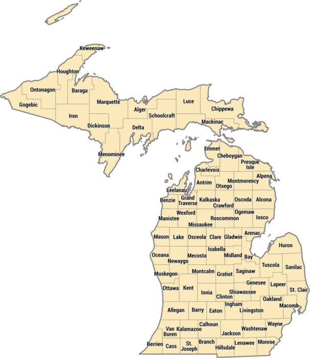 Michigan County Map
