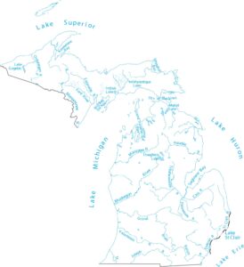 Michigan Lakes and Rivers Map
