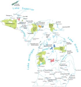 Michigan National Parks and Forests Map