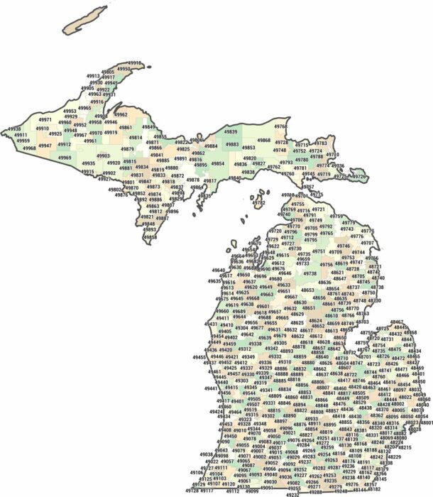 Michigan Zip Code Map