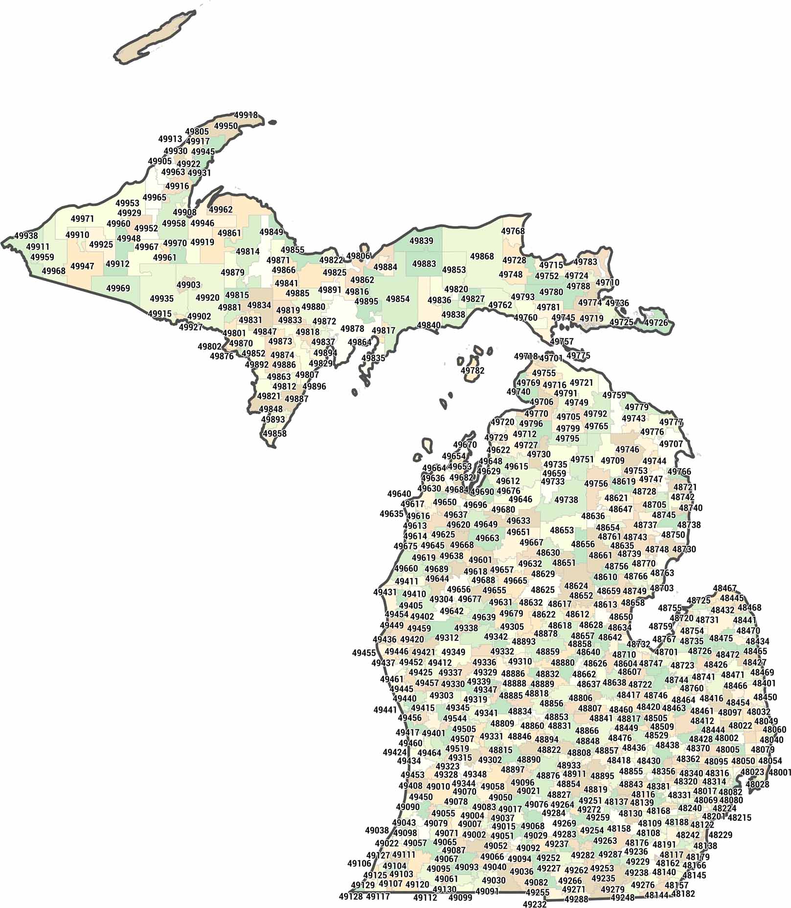 Michigan Zip Code Map