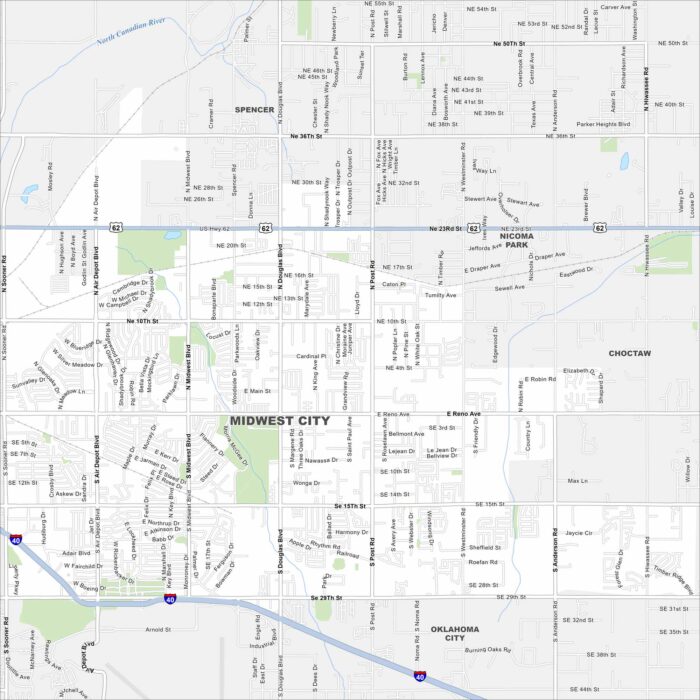 Midwest City Map Oklahoma