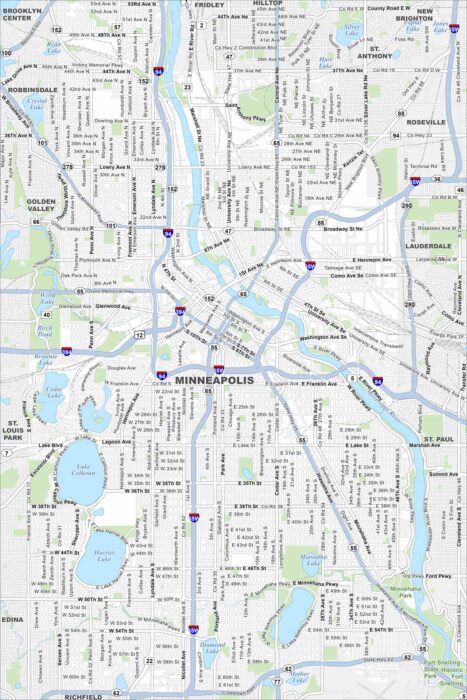 Minneapolis Map Minnesota