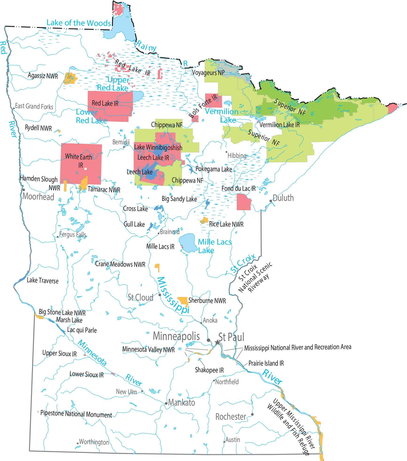 Minnesota National Parks and Forests Map