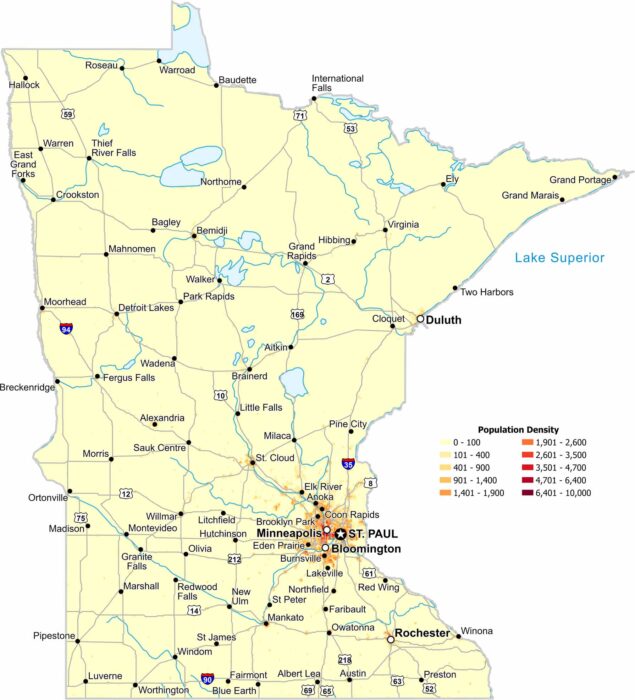 Minnesota Population Density Map