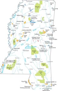 Mississippi National Parks and Forests Map