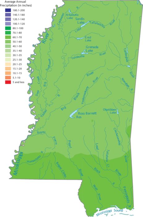 Mississippi Precipitation Map