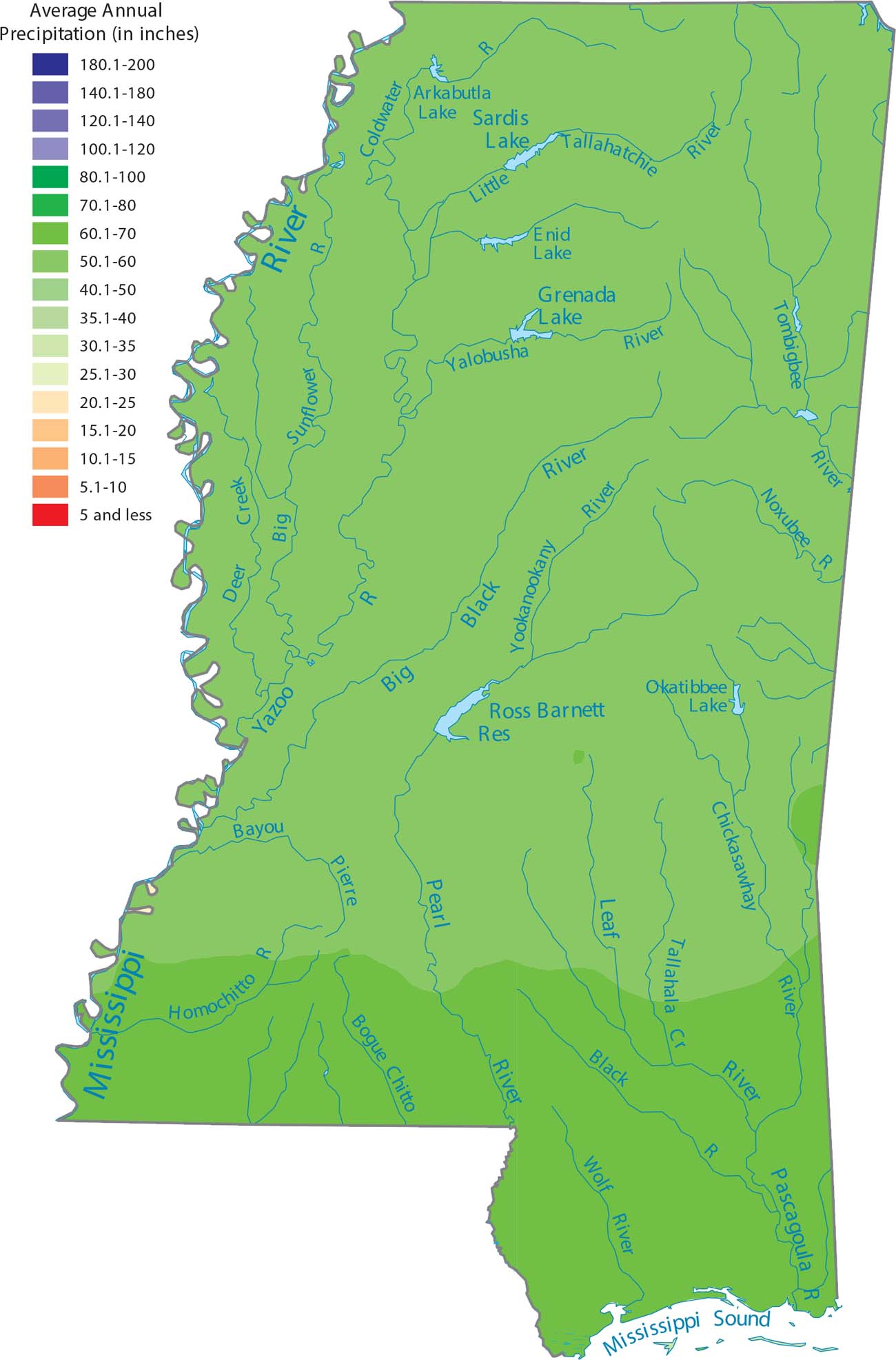 Mississippi Precipitation Map