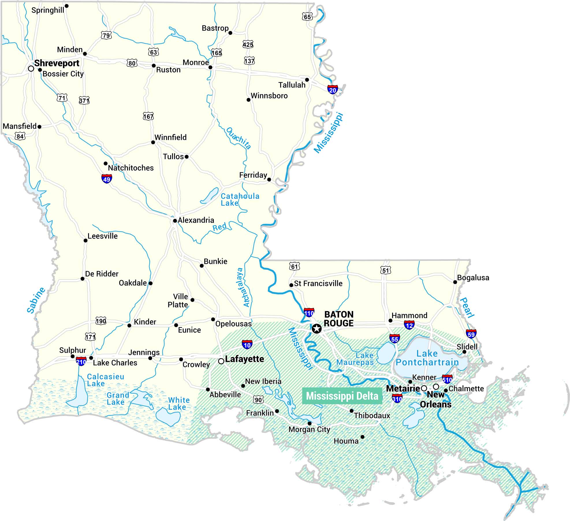 Mississippi River Delta Map