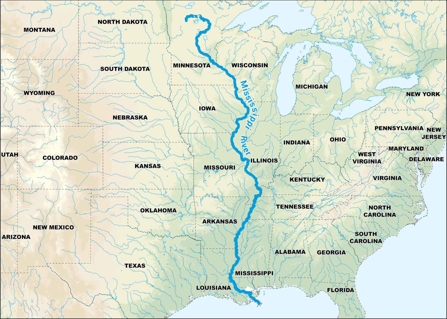 Mississippi River Map - US Maps