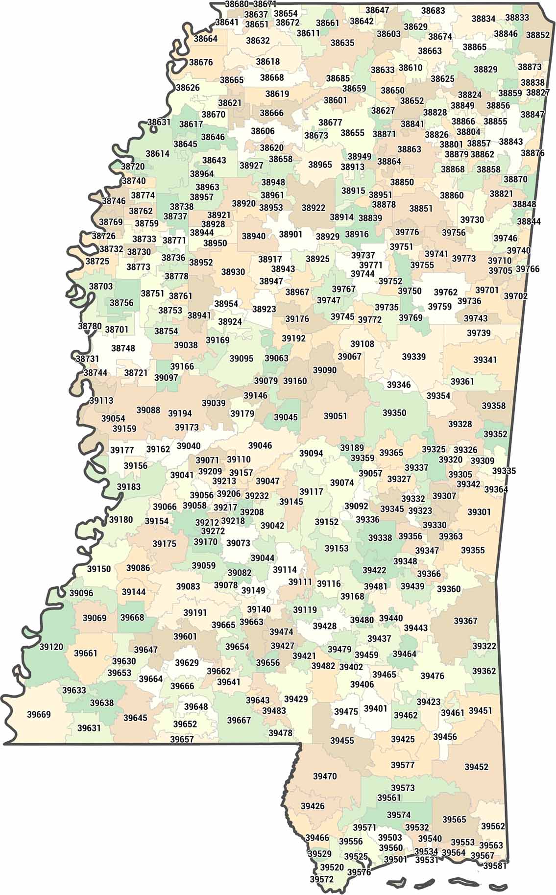Mississippi Zip Code Map