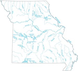 Missouri Lakes and Rivers Map
