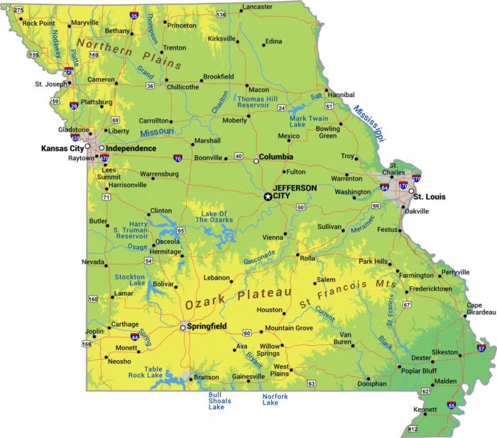 Missouri Physical Map