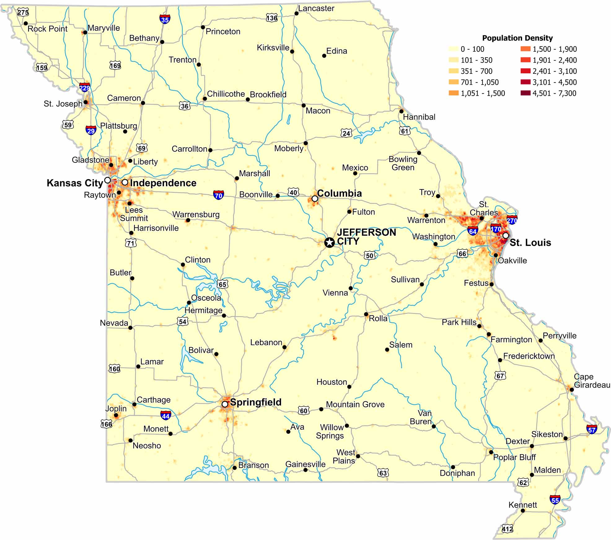 Missouri Population Density Map