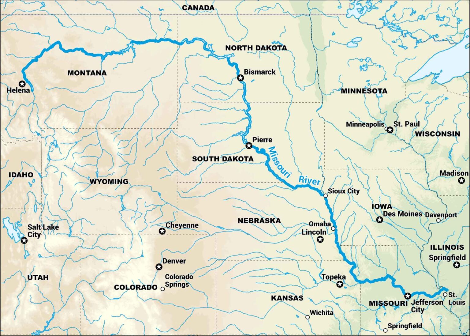 Missouri River Map - US Maps