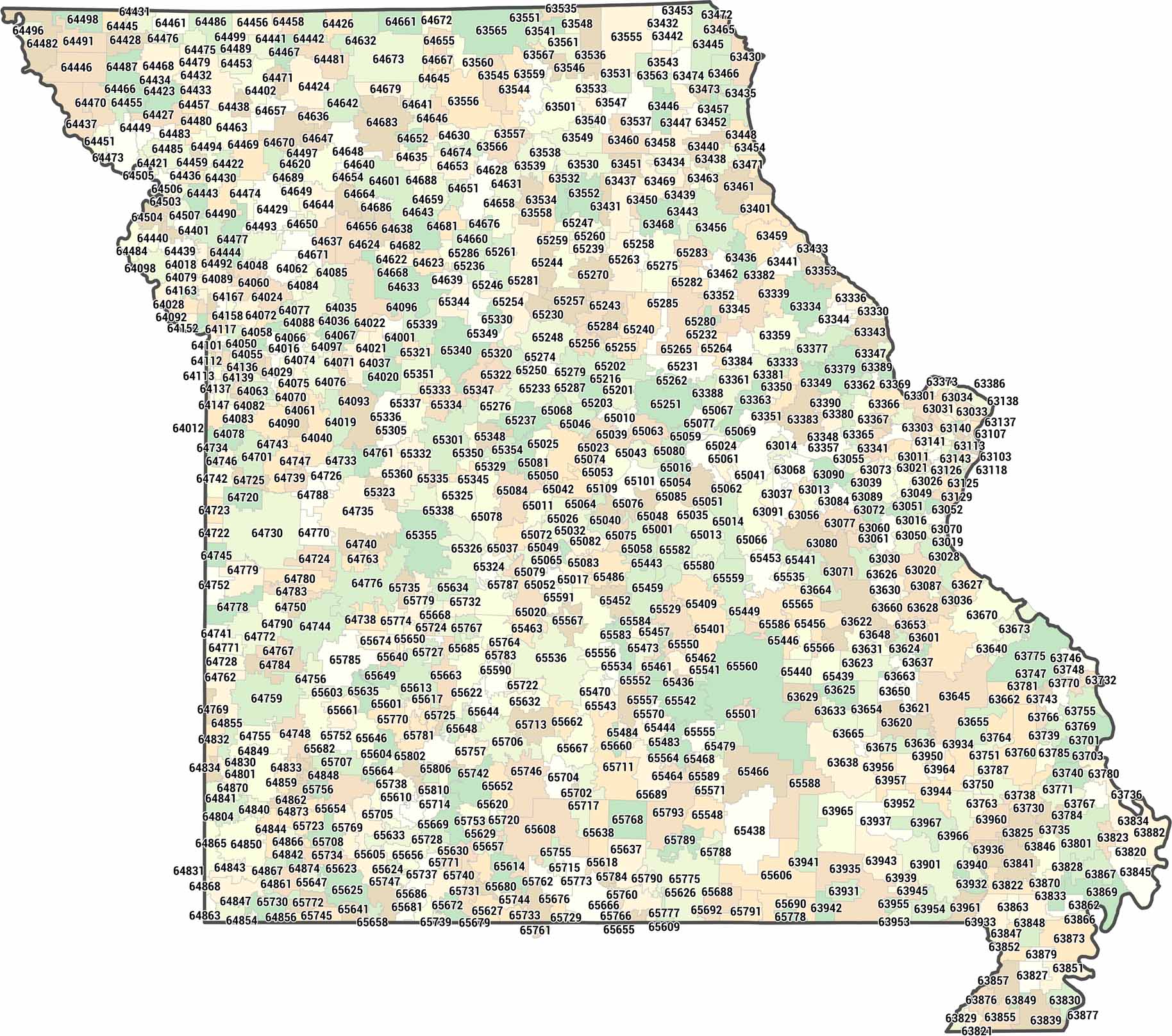 Missouri Zip Code Map
