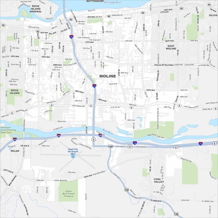 Moline Map Illinois