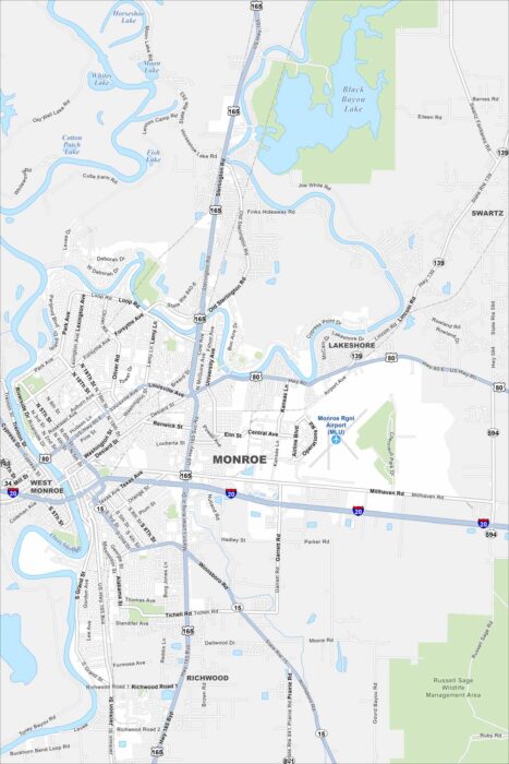 Monroe Map Louisiana