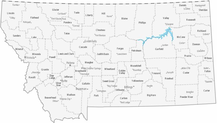 Montana Counties Cities Map