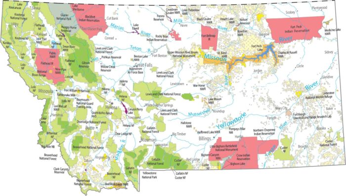 Montana National Parks and Forests Map