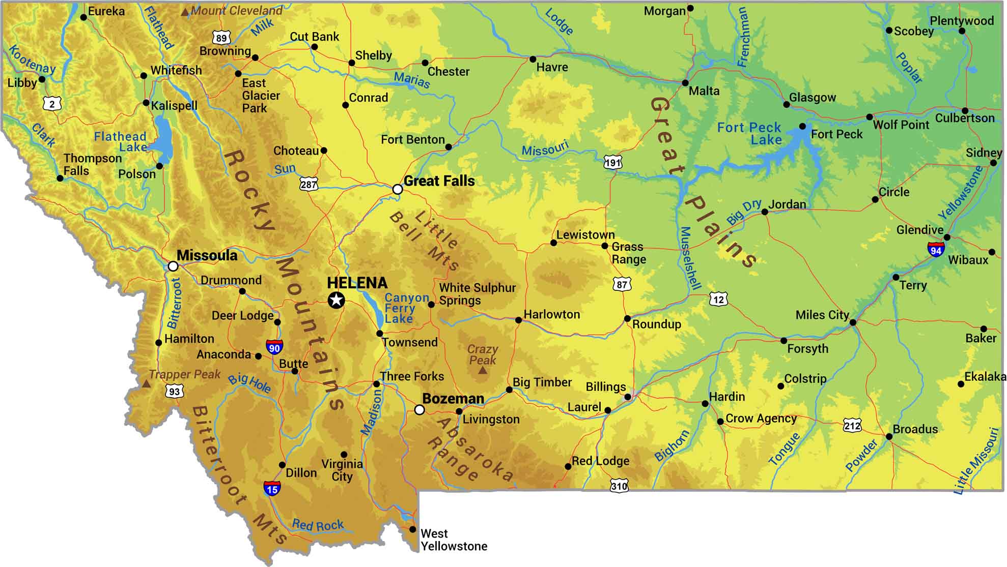 Montana Physical Map