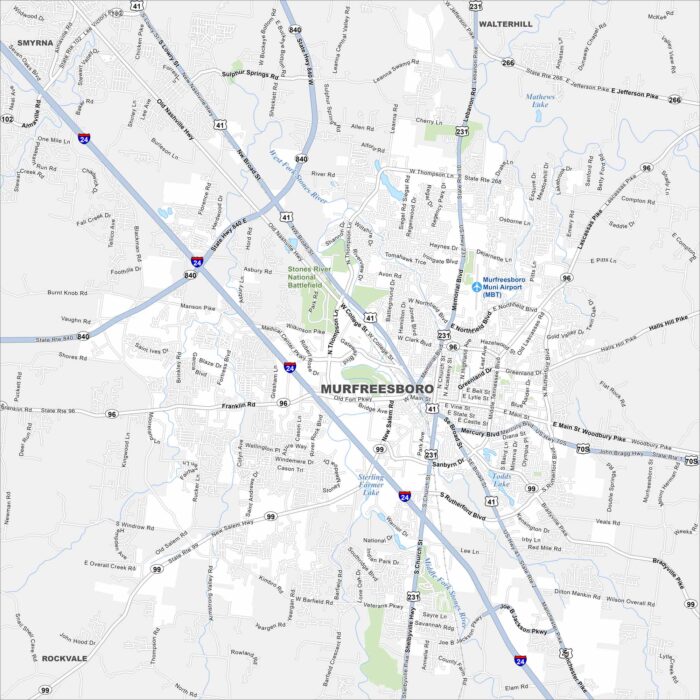 Murfreesboro Map Tennessee