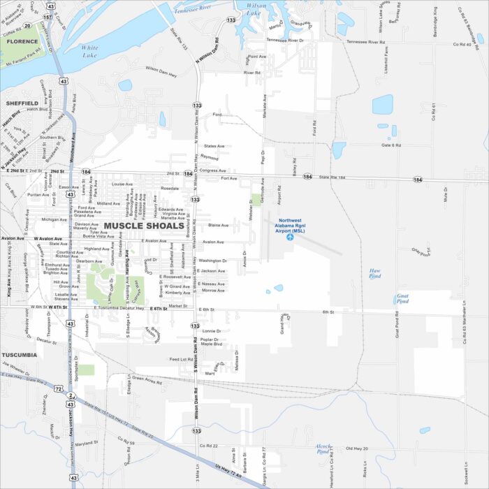 Muscle Shoals Map Alabama